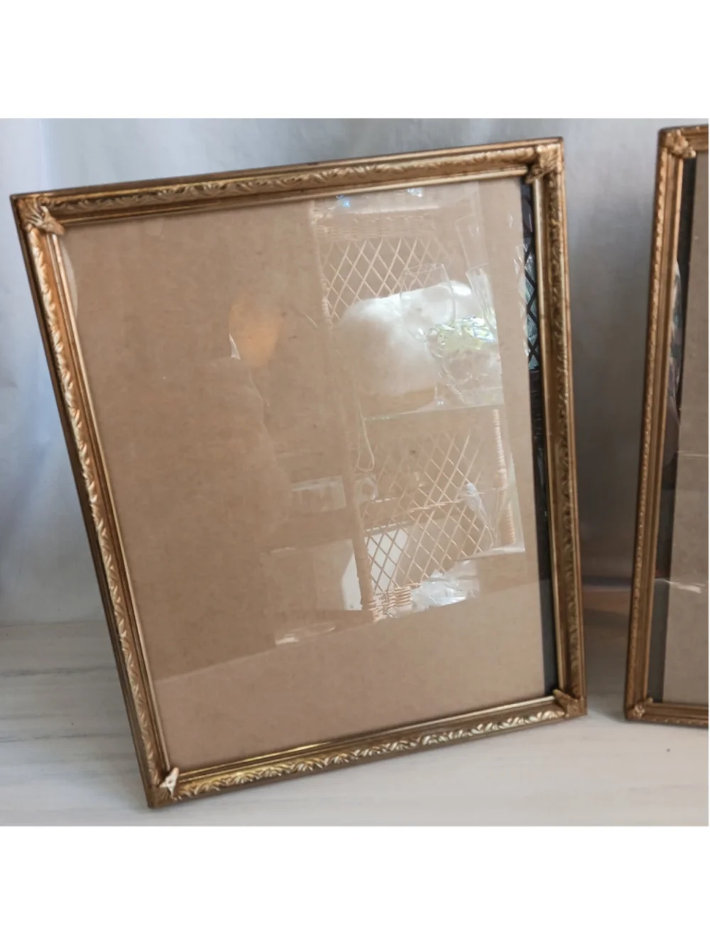 2 VTG Gold Tone 8x10 Picture Frames Photo Easel Regency Revival Landscape/portra
